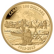 Canada 100 Dollars Arctic Expedition 2013 Proof KM# 1389 CANADA 100 DOLLARS 1913-2013 coin reverse