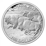 Canada 100 Dollars Bison Stampede 2013 Matte Proof KM# 1441 CANADA 2013 CD 100 DOLLARS coin reverse Canada 100 Dollars Bison Stampede 2013 Matte Proof KM# 1441 CANADA 2013 CD 100 DOLLARS coin reverse