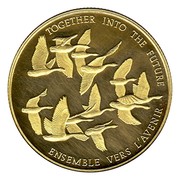 Canada 100 Dollars National Unity 1978 Proof KM# 122 TOGETHER INTO THE FUTURE ENSEMBLE VERS L'AVENIR coin reverse Canada 100 Dollars National Unity 1978 Proof KM# 122 TOGETHER INTO THE FUTURE ENSEMBLE VERS L'AVENIR coin reverse
