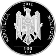 Moldova 100 Lei 20 years National Bank of Moldova 2011 Proof KM# 62 2011 REPUBLICA MOLDOVA 100 LEI coin obverse Moldova 100 Lei 20 years National Bank of Moldova 2011 Proof KM# 62 2011 REPUBLICA MOLDOVA 100 LEI coin obverse