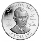 Canada 15 Dollars Continuity of the Crown - H.R.H. The Prince of Wales Prince Charles 2011 Prooflike KM# 1091 CANADA 2011 THE PRINCE OF WALES LM LE PRINCE DE YALLES 15 DOLLARS coin reverse Canada 15 Dollars Continuity of the Crown - H.R.H. The Prince of Wales Prince Charles 2011 Prooflike KM# 1091 CANADA 2011 THE PRINCE OF WALES LM LE PRINCE DE YALLES 15 DOLLARS coin reverse
