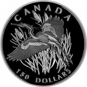 Canada 150 Dollars Blue Heron 2002 KM# 1099 CANADA 150 DOLLARS coin reverse