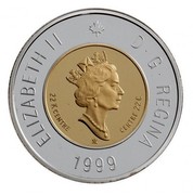 Canada 2 Dollars Nunavut 1999 Proof KM# 357a ELIZABETH II D G REGINA 1999 coin obverse Canada 2 Dollars Nunavut 1999 Proof KM# 357a ELIZABETH II D G REGINA 1999 coin obverse