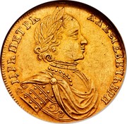 Russia 2 Ducats Novodel 1714 Krasny Mint, Moscow KM# NF4 ЦРЬ ПЕТРЬ АЛЕѮИЕВІЧЬВРП coin obverse Russia 2 Ducats Novodel 1714 Krasny Mint, Moscow KM# NF4 ЦРЬ ПЕТРЬ АЛЕѮИЕВІЧЬВРП coin obverse