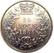 Canada 20 Cents Victoria 1864 KM# 9 20 CENTS coin reverse Canada 20 Cents Victoria 1864 KM# 9 20 CENTS coin reverse