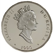 Canada 20 Dollars Avro Lancaster 1990 Proof KM# 172 ELIZABETH II D∙G∙REGINA ∙ 1990 ∙ coin obverse
