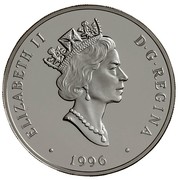 Canada 20 Dollars CF-105 Avro Arrow 1996 Proof KM# 277 ELIZABETH II D∙G∙REGINA ∙ 1996 ∙ coin obverse