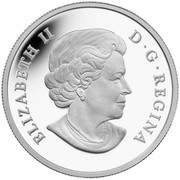 Canada 20 Dollars Chickadee with Swarovski Winter Berries 2014 Proof KM# 1734 ELIZABETH II D ∙ G ∙ REGINA coin obverse Canada 20 Dollars Chickadee with Swarovski Winter Berries 2014 Proof KM# 1734 ELIZABETH II D ∙ G ∙ REGINA coin obverse