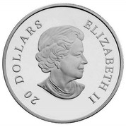 Canada 20 Dollars Crystal Snowflake - Blue 2009 Proof KM# 944 20 DOLLARS ELIZABETH II coin obverse Canada 20 Dollars Crystal Snowflake - Blue 2009 Proof KM# 944 20 DOLLARS ELIZABETH II coin obverse