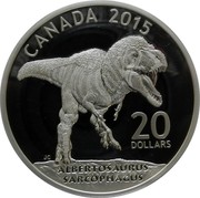 Canada 20 Dollars Dinosaurs of Canada - Albertosaurus 2015 Proof KM# 1823 CANADA 2015 20 DOLLARS ALBERTOSAURUS SARCOPHAGUS coin reverse Canada 20 Dollars Dinosaurs of Canada - Albertosaurus 2015 Proof KM# 1823 CANADA 2015 20 DOLLARS ALBERTOSAURUS SARCOPHAGUS coin reverse