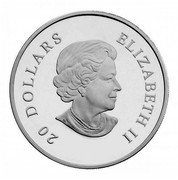 Canada 20 Dollars Emerald Crystal Snowflake 2011 Proof KM# 1187 20 DOLLARS ELIZABETH II coin obverse Canada 20 Dollars Emerald Crystal Snowflake 2011 Proof KM# 1187 20 DOLLARS ELIZABETH II coin obverse