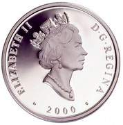 Canada 20 Dollars H.S. Taylor Steam Buggy 2000 Proof KM# 396 ∙ ELIZABETH II D ∙ G ∙ REGINA 2000 coin obverse Canada 20 Dollars H.S. Taylor Steam Buggy 2000 Proof KM# 396 ∙ ELIZABETH II D ∙ G ∙ REGINA 2000 coin obverse