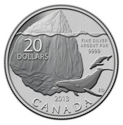 Canada 20 Dollars Iceberg & Whale 2013 KM# 1512 20 DOLLARS FINE SILVER ARGENT PUR 9999 ED 2013 CANADA coin reverse
