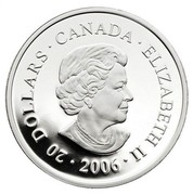 Canada 20 Dollars Pengrowth Saddledome 2006 Proof KM# 666 20 DOLLARS ∙ CANADA ∙ ELIZABETH II ∙ 2006 ∙ coin obverse Canada 20 Dollars Pengrowth Saddledome 2006 Proof KM# 666 20 DOLLARS ∙ CANADA ∙ ELIZABETH II ∙ 2006 ∙ coin obverse