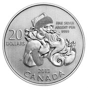 Canada 20 Dollars Santa 2013 KM# 1554 20 DOLLARS FINE SILVER ARGENT PUR 9999 JK 2013 CANADA coin reverse