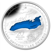 Canada 20 Dollars The Great Lakes. Lake Ontario 2014 Proof KM# 1569 N 20 DOLLARS 2014 LAKE ONTARIO LAC ONTARIO coin reverse Canada 20 Dollars The Great Lakes. Lake Ontario 2014 Proof KM# 1569 N 20 DOLLARS 2014 LAKE ONTARIO LAC ONTARIO coin reverse