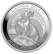 Canada 20 Dollars The Wolverine 2014 Proof KM# 1614 CANADA 2014 TB 20 DOLLARS GULO GULO coin reverse