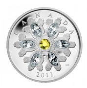 Canada 20 Dollars Topaz Crystal Snowflake 2011 Proof KM# 1188 CANADA KW 2011 coin reverse Canada 20 Dollars Topaz Crystal Snowflake 2011 Proof KM# 1188 CANADA KW 2011 coin reverse