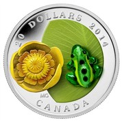Canada 20 Dollars Water-Lily And Venetian Glass Leopard Frog 2014 Proof KM# 1776 20 DOLLARS 2014 MG CANADA coin reverse Canada 20 Dollars Water-Lily And Venetian Glass Leopard Frog 2014 Proof KM# 1776 20 DOLLARS 2014 MG CANADA coin reverse