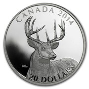 Canada 20 Dollars White-Tailed Deer - portrait 2014 Proof KM# 1745 CANADA 2014 20 DOLLARS coin reverse Canada 20 Dollars White-Tailed Deer - portrait 2014 Proof KM# 1745 CANADA 2014 20 DOLLARS coin reverse