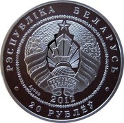 Belarus 20 Roubles Bison 2012 Proof KM# 422 РЭСПУБЛІКА БЕЛАРУСЬ AG 999 2012 20 РУБЛЁЎ coin obverse Belarus 20 Roubles Bison 2012 Proof KM# 422 РЭСПУБЛІКА БЕЛАРУСЬ AG 999 2012 20 РУБЛЁЎ coin obverse