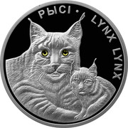 Belarus 20 Roubles Lynxes 2008 Proof KM# 187 РЫСІ ∙ LYNX LYNX coin reverse