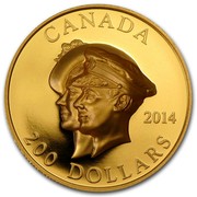 Canada 200 Dollars 75th Anniversary of the First Royal Visit 2014 Proof KM# 1698 CANADA 200 DOLLARS 2014 coin reverse Canada 200 Dollars 75th Anniversary of the First Royal Visit 2014 Proof KM# 1698 CANADA 200 DOLLARS 2014 coin reverse