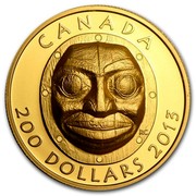 Canada 200 Dollars Grandmother Moon Mask 2013 Proof KM# 1500 CANADA 200 DOLLARS 2013 RC coin reverse