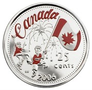 Canada 25 Cents Canada Day 2006 P Prooflike KM# 633 CANADA 25 CENTS SW 2006 coin reverse Canada 25 Cents Canada Day 2006 P Prooflike KM# 633 CANADA 25 CENTS SW 2006 coin reverse