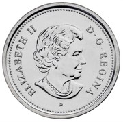 Canada 25 Cents Christmas 2004 Prooflike KM# 698 ELIZABETH II - D ∙ G ∙ REGINA coin obverse Canada 25 Cents Christmas 2004 Prooflike KM# 698 ELIZABETH II - D ∙ G ∙ REGINA coin obverse