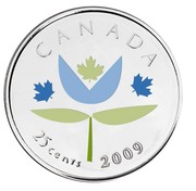 Canada 25 Cents Thanks 2009 Prooflike KM# 918 CANADA 25 CENTS 2009 coin reverse
