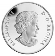 Canada 25 Dollars Grandmother Moon Mask 2013 Proof KM# 1330 ELIZABETH II D G REGINA coin obverse Canada 25 Dollars Grandmother Moon Mask 2013 Proof KM# 1330 ELIZABETH II D G REGINA coin obverse