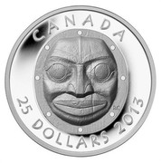 Canada 25 Dollars Grandmother Moon Mask 2013 Proof KM# 1330 CANADA RC 25 DOLLARS 2013 coin reverse Canada 25 Dollars Grandmother Moon Mask 2013 Proof KM# 1330 CANADA RC 25 DOLLARS 2013 coin reverse