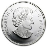 Canada 25 Dollars Skiing Canada's Slopes 2014 Proof KM# 1626 ELIZABETH II D ∙ G ∙ REGINA coin obverse Canada 25 Dollars Skiing Canada's Slopes 2014 Proof KM# 1626 ELIZABETH II D ∙ G ∙ REGINA coin obverse