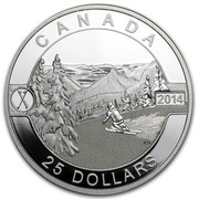 Canada 25 Dollars Skiing Canada's Slopes 2014 Proof KM# 1626 CANADA 2014 25 DOLLARS coin reverse Canada 25 Dollars Skiing Canada's Slopes 2014 Proof KM# 1626 CANADA 2014 25 DOLLARS coin reverse