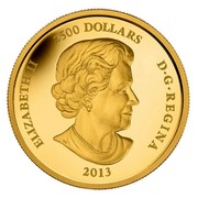 Canada 2500 Dollars 250th Anniversary of the end of the Seven Years War 2013 Proof KM# 1370 ELIZABETH II 2500 DOLLARS D∙G∙REGINA 2013 coin obverse Canada 2500 Dollars 250th Anniversary of the end of the Seven Years War 2013 Proof KM# 1370 ELIZABETH II 2500 DOLLARS D∙G∙REGINA 2013 coin obverse