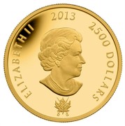 Canada 2500 Dollars Battle of Chateauguay and Battle of Crysler 2013 Proof KM# 1478 ELIZABETH II 2013 2500 DOLLARS coin obverse Canada 2500 Dollars Battle of Chateauguay and Battle of Crysler 2013 Proof KM# 1478 ELIZABETH II 2013 2500 DOLLARS coin obverse