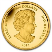 Canada 2500 Dollars Snake 2013 KM# 1364 ELIZABETH II 2500 DOLLARS D G REGINA 2013 SB coin obverse