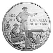 Canada 30 Dollars 75th Anniversary of the Declaration of the Second World War 2014 Proof KM# 1727 1939 2014 CANADA 30 DOLLARS coin reverse Canada 30 Dollars 75th Anniversary of the Declaration of the Second World War 2014 Proof KM# 1727 1939 2014 CANADA 30 DOLLARS coin reverse