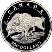 Canada 300 Dollars Steppe Bison 2009 KM# 951 CANADA 2009 300 DOLLARS 9995 PT coin reverse