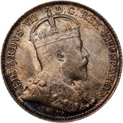 Canada 5 Cents Edward VII 1902 KM# 9 EDWARDVS VII D.G.REX IMPERATOR coin obverse Canada 5 Cents Edward VII 1902 KM# 9 EDWARDVS VII D.G.REX IMPERATOR coin obverse