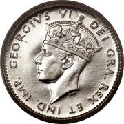 Canada 5 Cents George VI 1944 C KM# 19a GEORGIVS VI DEI GRA.REX ET IND. IMP. coin obverse Canada 5 Cents George VI 1944 C KM# 19a GEORGIVS VI DEI GRA.REX ET IND. IMP. coin obverse