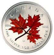 Canada 5 Dollars Coloured Maple Leaf - Autumn 2001 Proof KM# 436 CANADA 9999 9999 DA FINE SILVER 1 OZ ARGENT PUR coin reverse Canada 5 Dollars Coloured Maple Leaf - Autumn 2001 Proof KM# 436 CANADA 9999 9999 DA FINE SILVER 1 OZ ARGENT PUR coin reverse