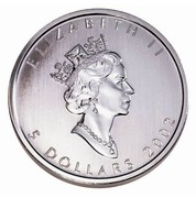 Canada 5 Dollars Coloured Maple Leaf - Spring 2002 KM# 505 ELIZABETH II 5 DOLLARS 2002 coin obverse Canada 5 Dollars Coloured Maple Leaf - Spring 2002 KM# 505 ELIZABETH II 5 DOLLARS 2002 coin obverse