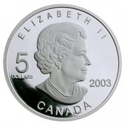 Canada 5 Dollars F.I.F.A World Cup 2006 2003 Proof KM# 518 ELIZABETH II 5 DOLLARS 2003 CANADA coin obverse