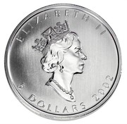 Canada 5 Dollars Loon Dollar 2002 Satin Proof KM# 603 ELIZABETH II 5 DOLLARS 2002 coin obverse Canada 5 Dollars Loon Dollar 2002 Satin Proof KM# 603 ELIZABETH II 5 DOLLARS 2002 coin obverse