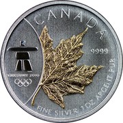 Canada 5 Dollars Vancouver 2010 2008 KM# 800a CANADA FINE SILVER 1OZ ARGENT PUR VANCOUVER 2010 TM/MC 9999 coin reverse