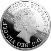UK 5 Pounds Four Generations (Piedfort) 2018 Proof 5 POUNDS ELIZABETH II D G REG FID DEF J.C coin obverse UK 5 Pounds Four Generations (Piedfort) 2018 Proof 5 POUNDS ELIZABETH II D G REG FID DEF J.C coin obverse