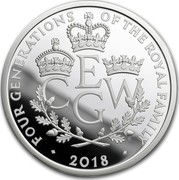 UK 5 Pounds Four Generations (Piedfort) 2018 Proof FOUR GENERATIONS OF THE ROYAL FAMILY 2018 coin reverse UK 5 Pounds Four Generations (Piedfort) 2018 Proof FOUR GENERATIONS OF THE ROYAL FAMILY 2018 coin reverse