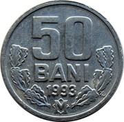 Moldova 50 Bani 1993 KM# 4 Decimal Coinage 50 BANI 1993 M coin reverse Moldova 50 Bani 1993 KM# 4 Decimal Coinage 50 BANI 1993 M coin reverse